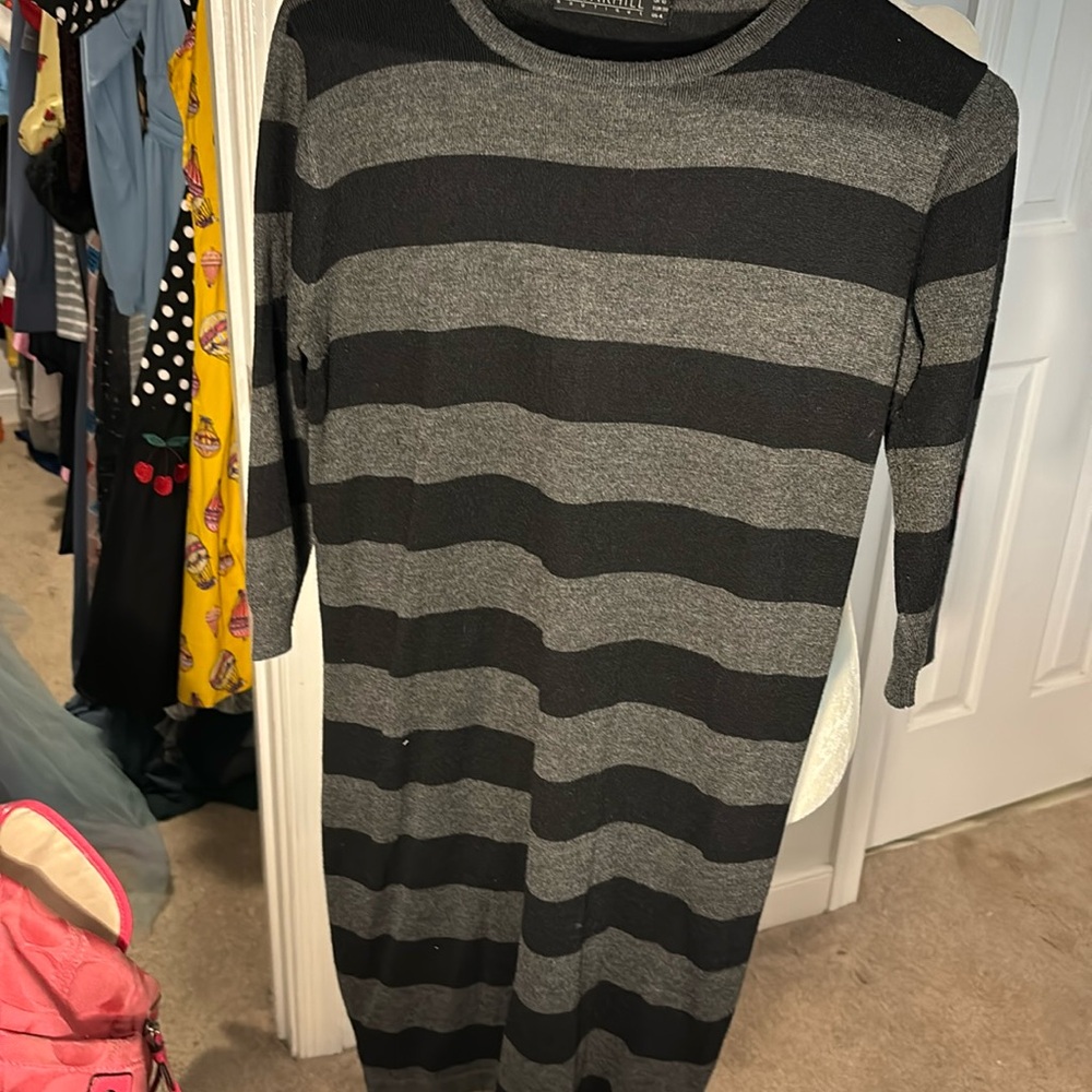 SugarHill Boutique Black and grey fitted sweater dress with heart on sleeve